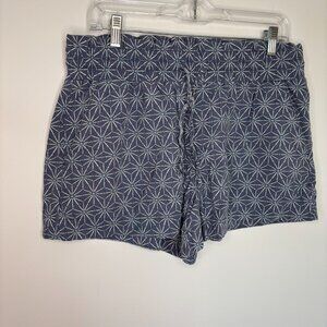A NEW DAY Linen Blend Paperbag Short Womens L Geometric Gray Pull On Drawstring
